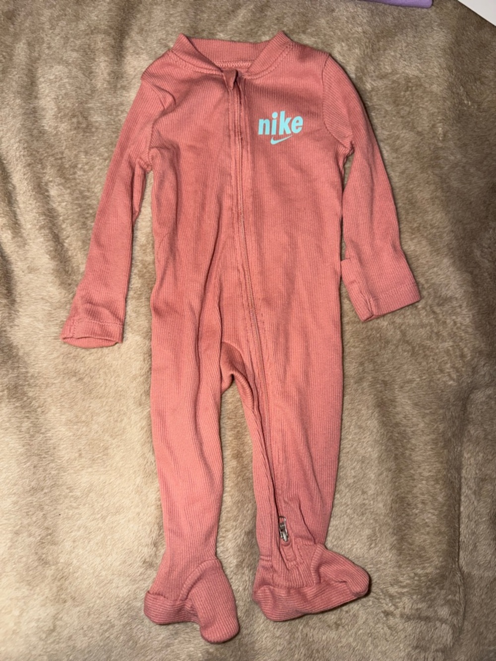 Nike Coral Ribbed Footed Baby One-Piece